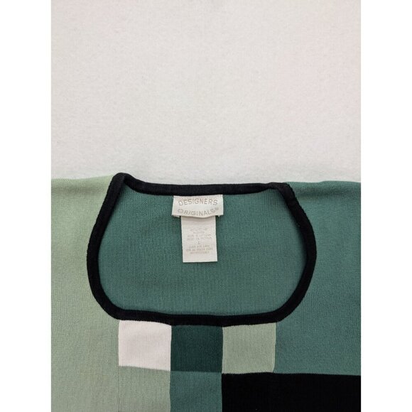 Designers Originals Women's Sweater Size L Green Colorblock Short Sleeve - Picture 3 of 11